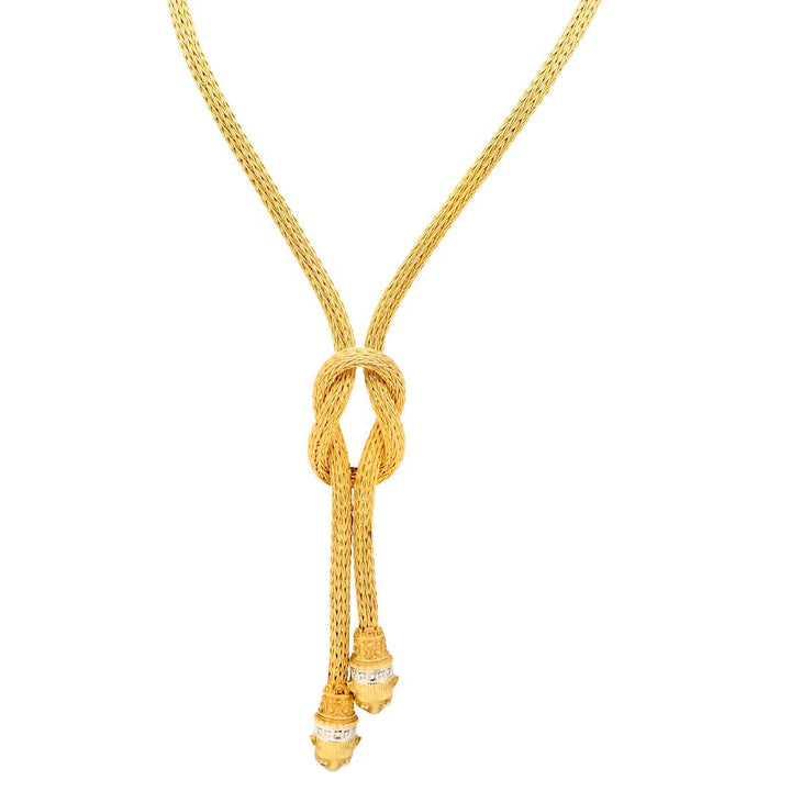 Greek Woven 18 Karat Yellow Gold Lions Head Design Drop Necklace
