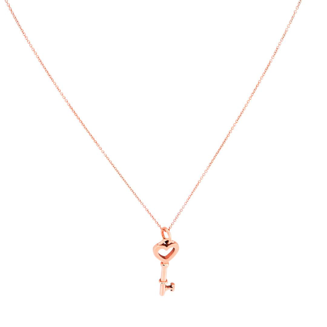 Tiffany & Company Heart Key Pendant Necklace 18 Karat Rose Gold