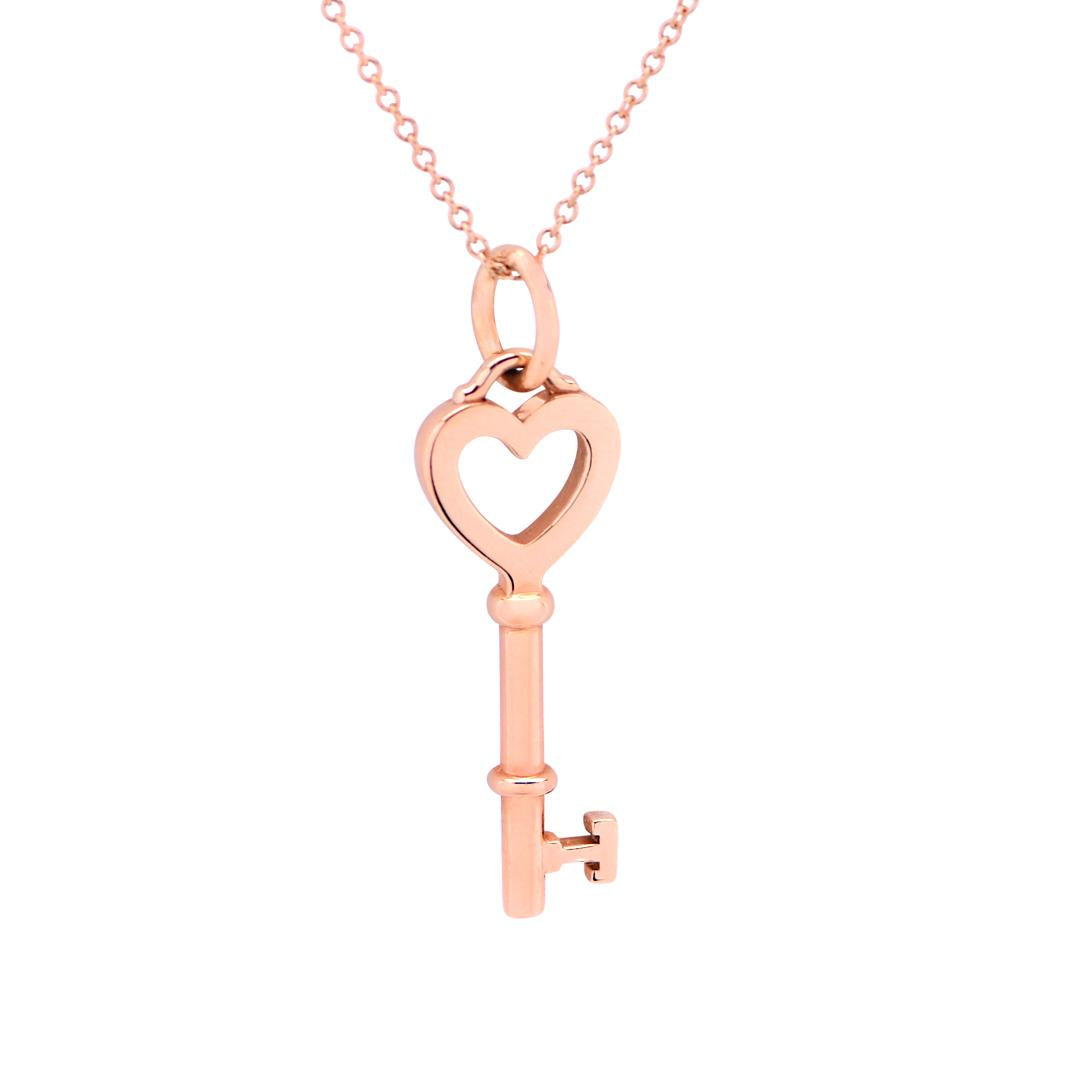 Tiffany & Company Heart Key Pendant Necklace 18 Karat Rose Gold