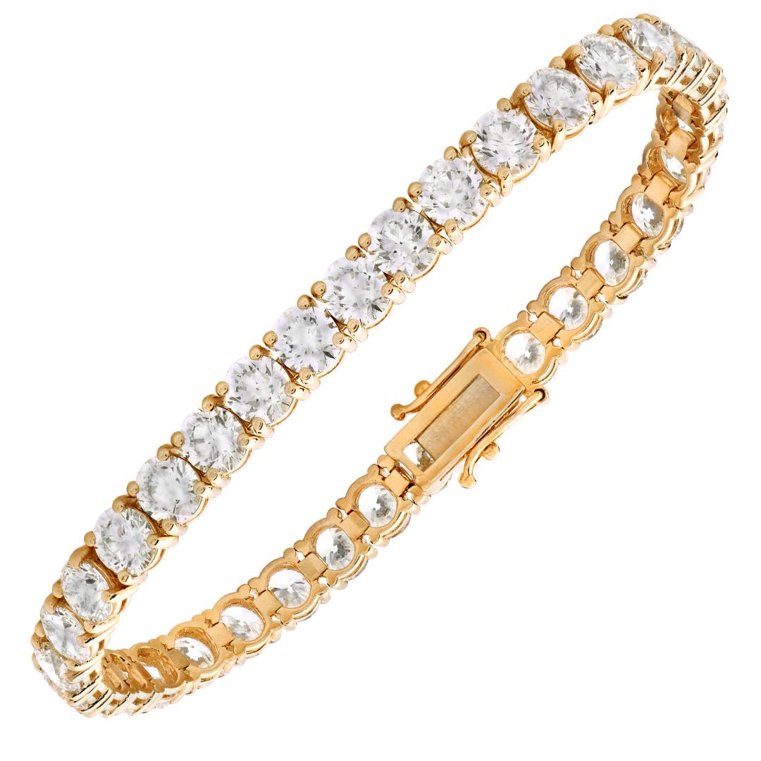 15 Carat Total Diamond Weight Diamond 14 KY Gold Tennis Bracelet GIA Certified
