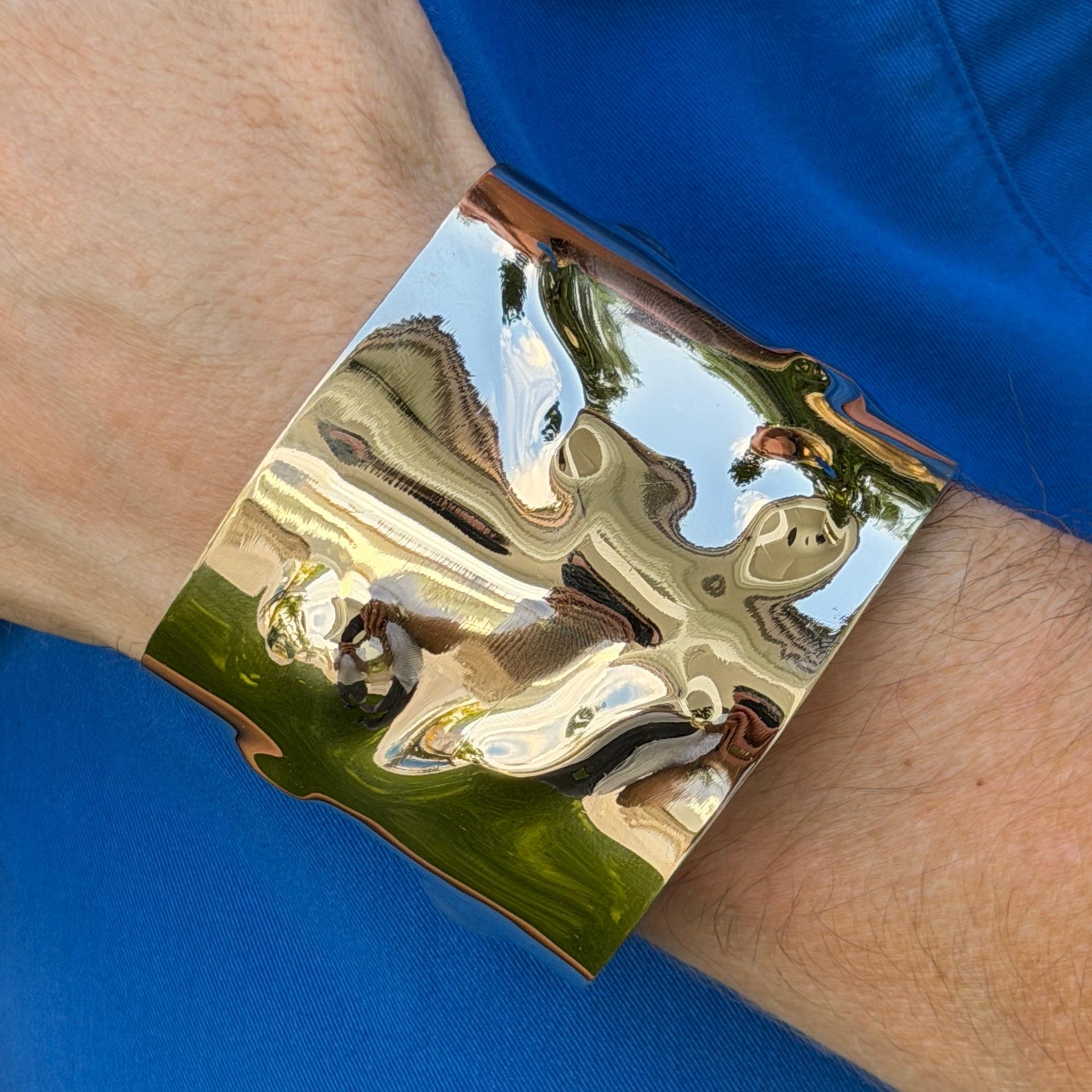 14 Karat Yellow Gold Wide Cuff Bracelet