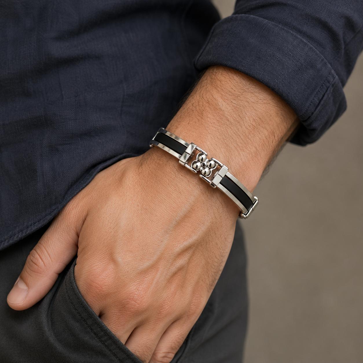 Gold & Rubber Mans Bracelet