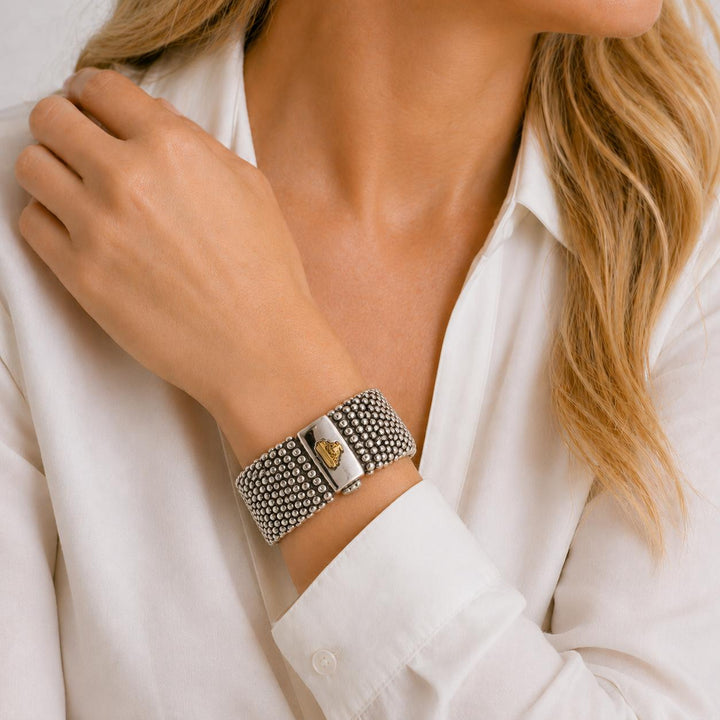 Lagos Caviar Sterling Silver Wide Bangle Bracelet