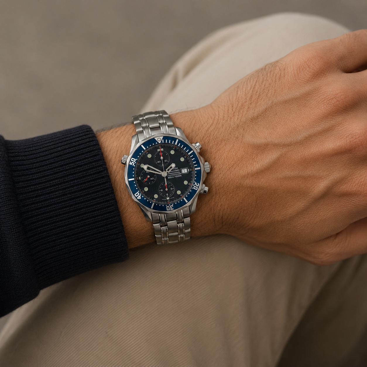Omega Seamaster 'James Bond' Chronograph 41mm Blue Dial/Bezel SS Watch