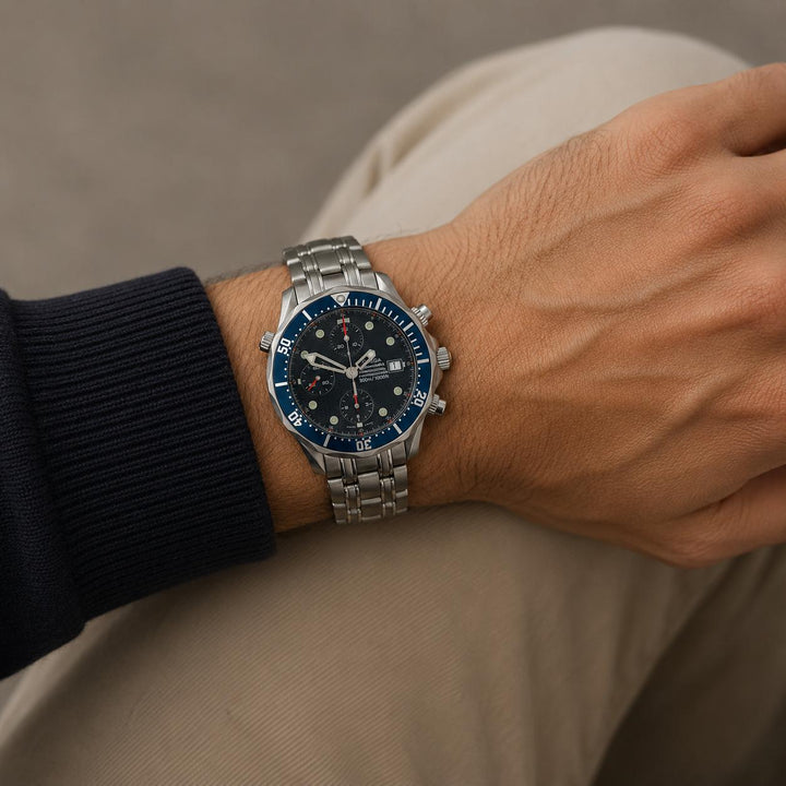 Omega Seamaster 'James Bond' Chronograph 41mm Blue Dial/Bezel SS Watch