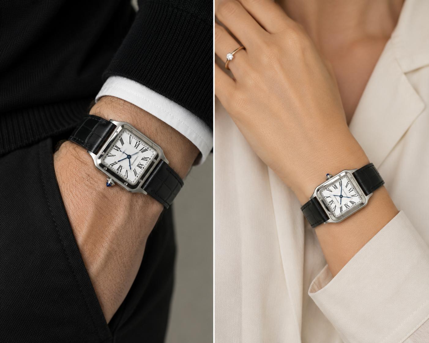 Cartier Santos Dumont Stainless Steel Quartz Watch Large Model With Papers
