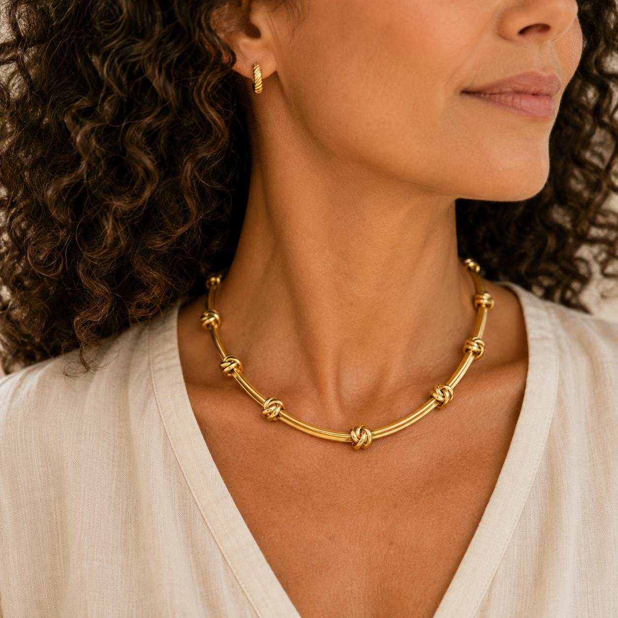 Tiffany & Company Atlas Link 18 Karat Yellow Gold Vintage Necklace