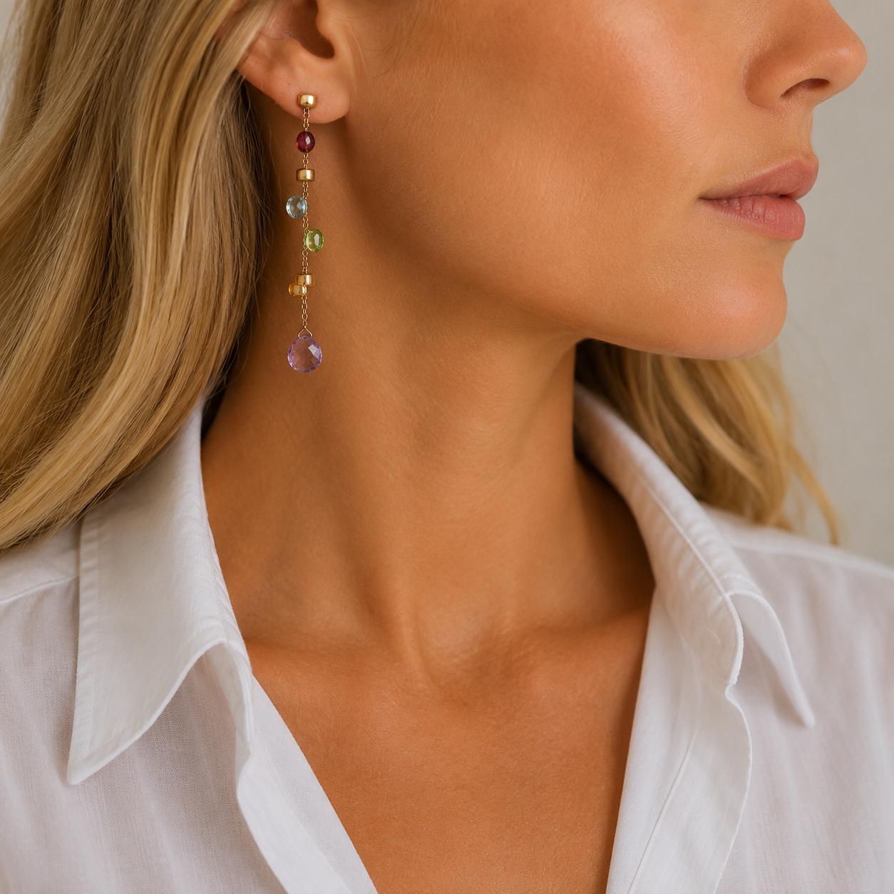 Marco Bicego Paradise 18 Karat Yellow Gold Gemstone Drop Earrings
