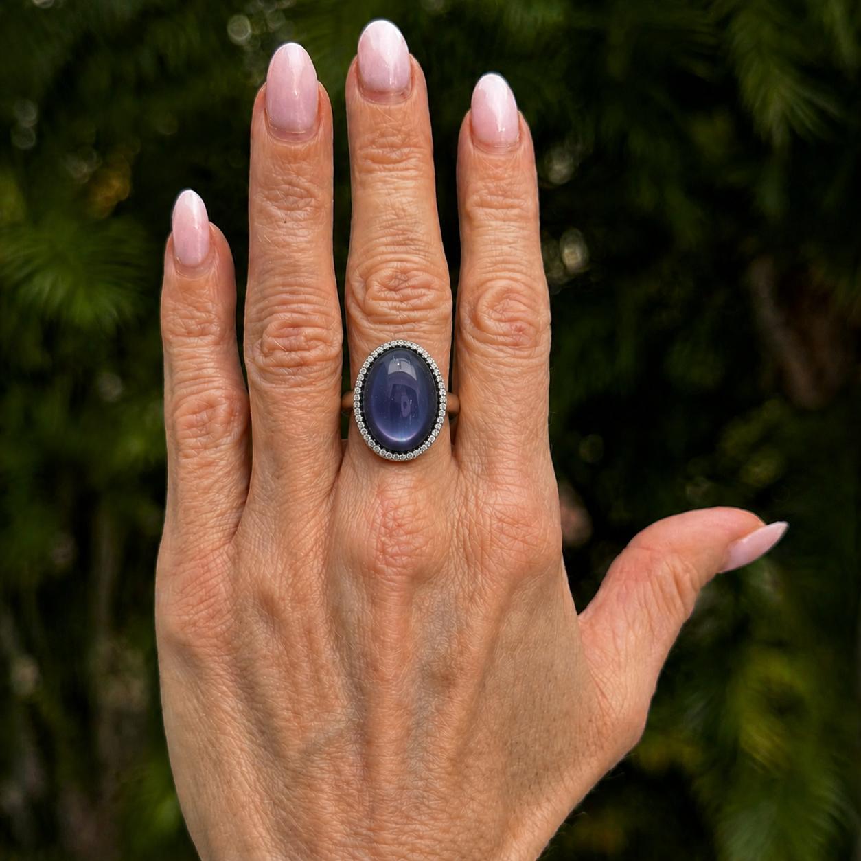Roberto Coin Amethyst Mother Of Pearl Doublet Diamond 18K Gold Cocktail Ring