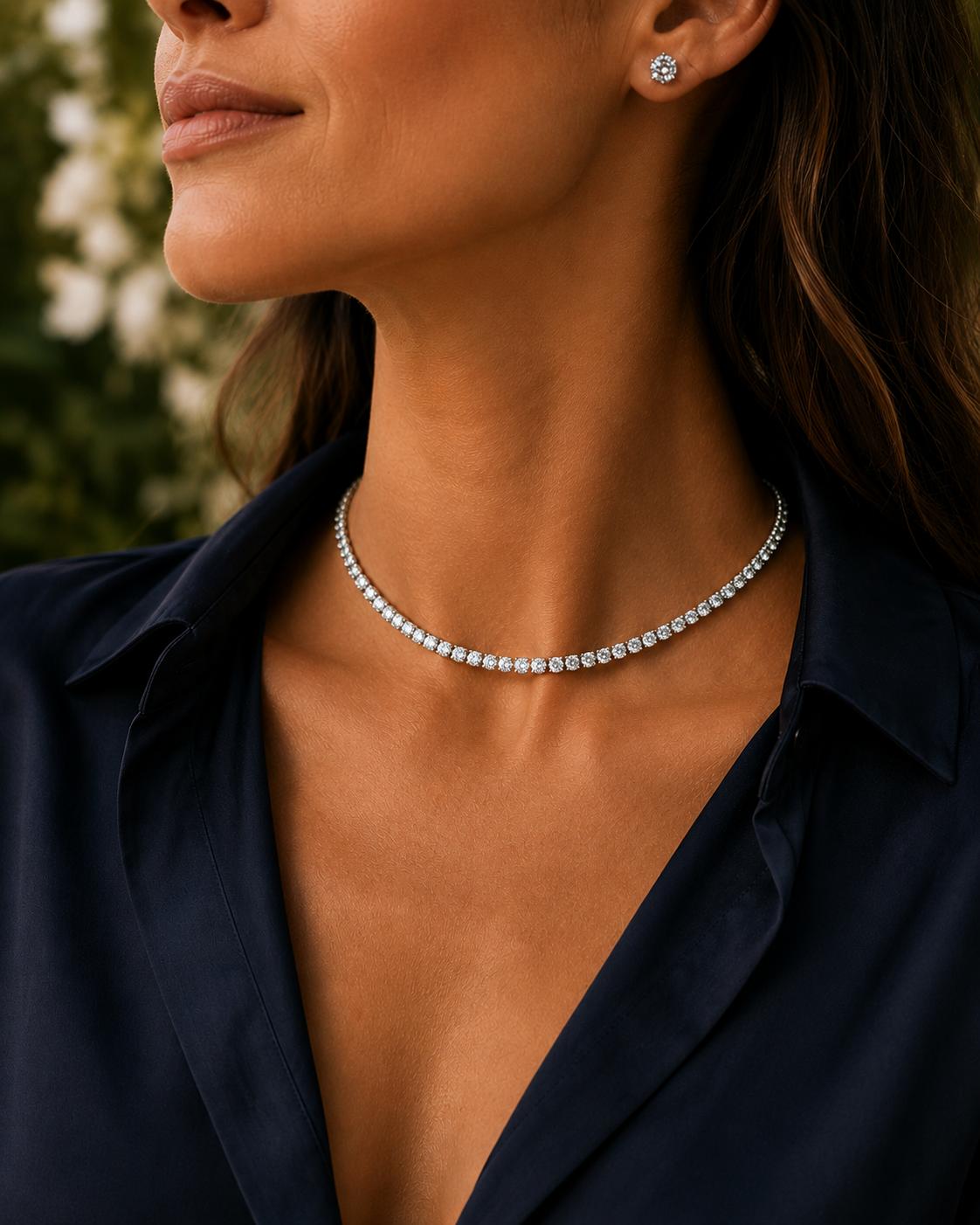 11 CTW Round Brilliant-Cut Diamond Platinum Riviera Necklace
