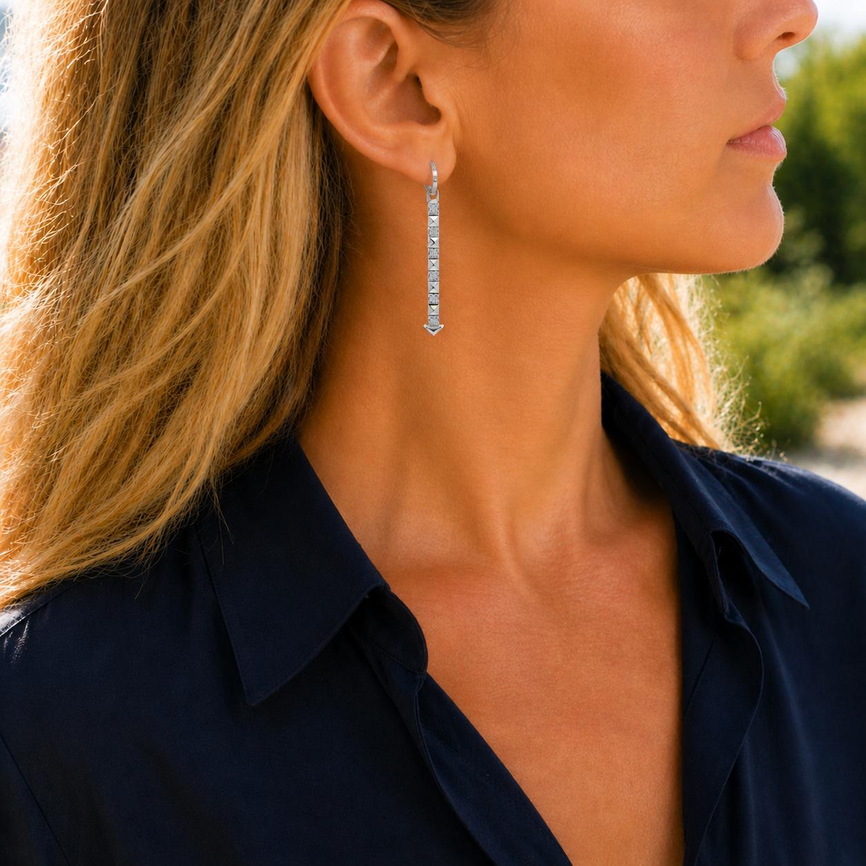 Officina Bernardi 'Enigma' Diamond Drop 18 Karat White Gold Leverback Earrings