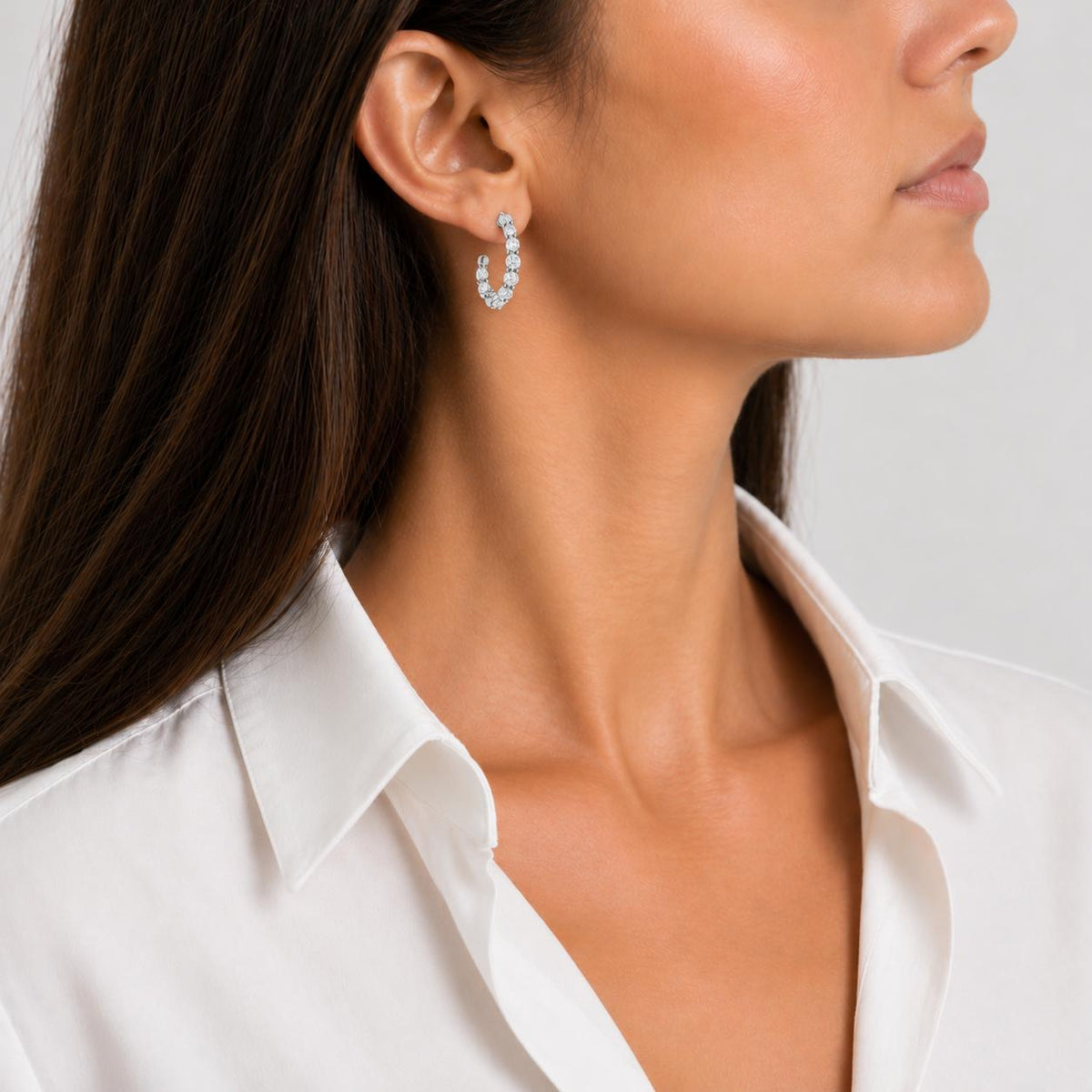 Tiffany & Company Diamond Platinum In/Out J Hoop Earrings