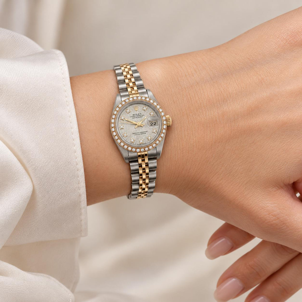 Rolex 26mm Date-Just Jubilee Diamond Dial & Diamond Bezel Ladies Watch 69173