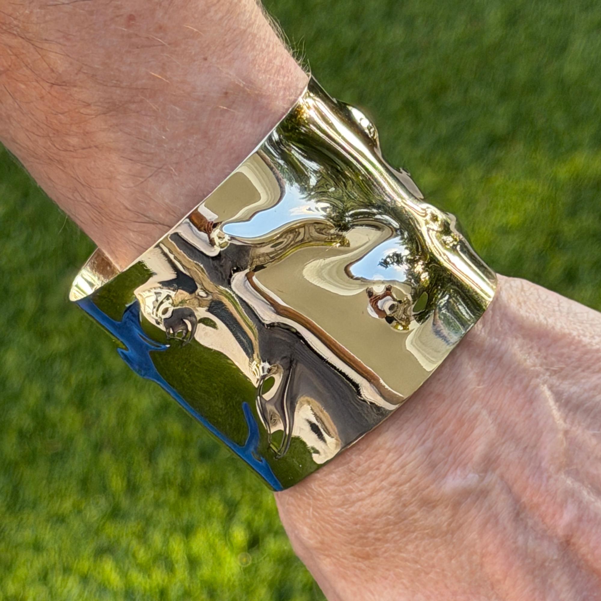 14 Karat Yellow Gold Wide Cuff Bracelet