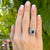 Art Deco Cabochon Sapphire Diamond Platinum Estate Cocktail Ring