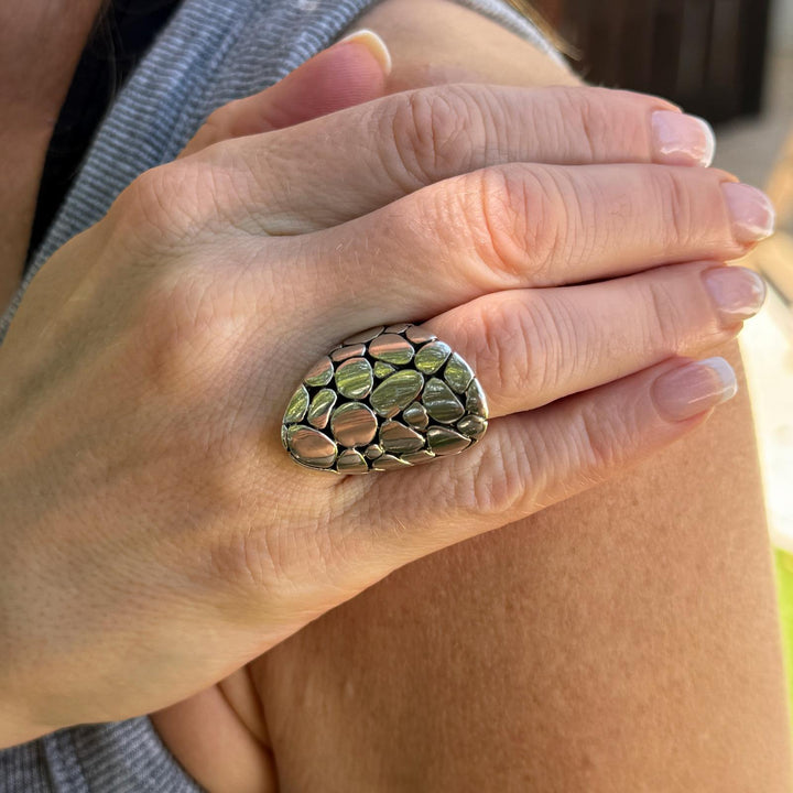 Modern Sterling Silver Saddle Ring