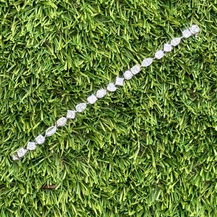 19 CTW  Mixed Cut Diamond 18 Karat White Gold Modern Line Bracelet