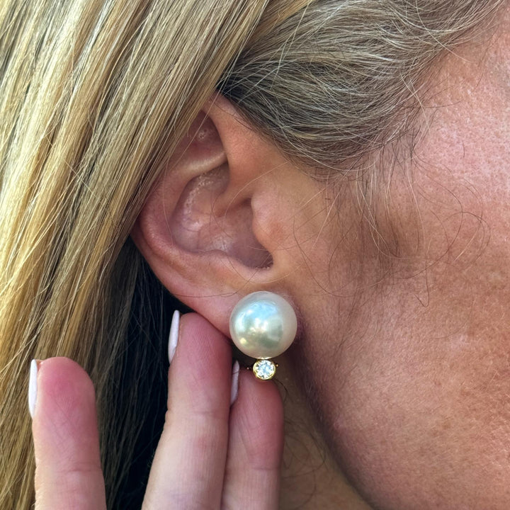 18y South Sea Pearl & Diamond Earrings