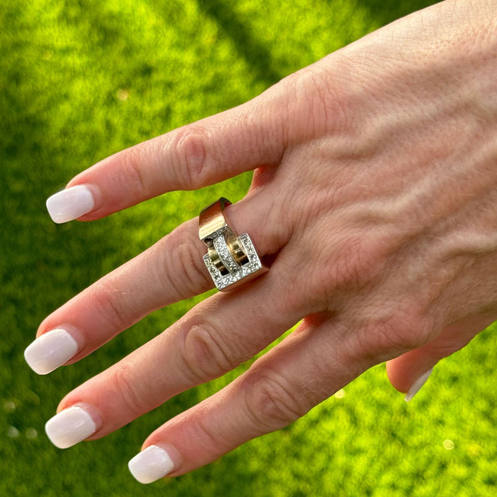 Mid-20th Century Retro Diamond 18 Karat Rose Gold Vintage Ring