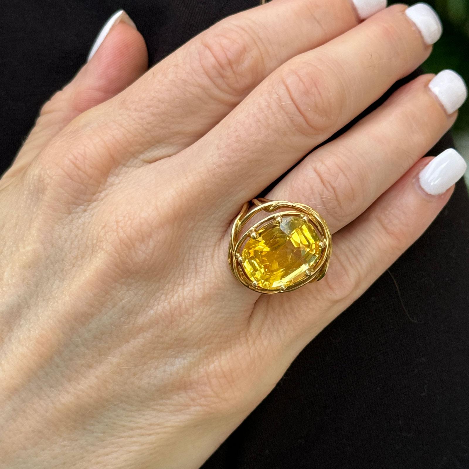 Tiffany & Company Schlumberger 16.13 Carat Oval Yellow Sapphire No Heat GIA Ring