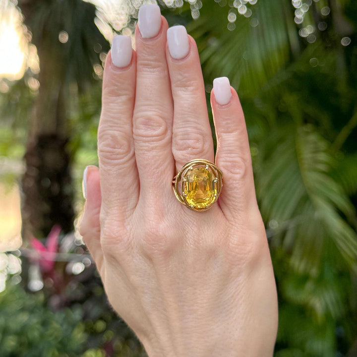 Tiffany & Company Schlumberger 16.13 Carat Oval Yellow Sapphire No Heat GIA Ring