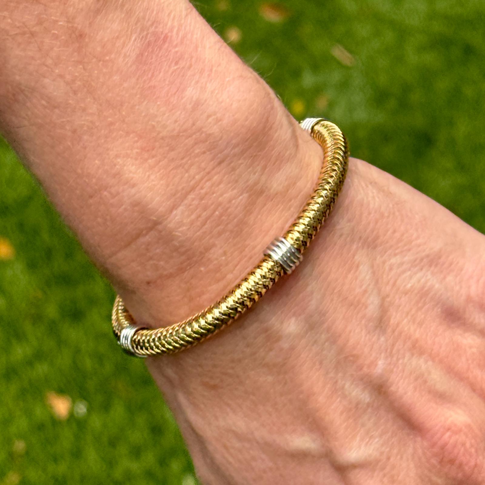 Roberto Coin Italy 18k Yellow Gold Flexible Woven Primavera Bangle Bracelet