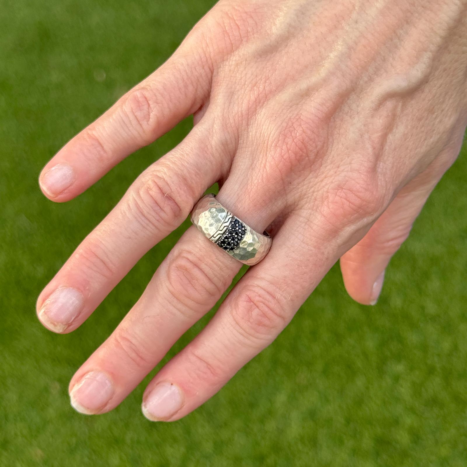 John Hardy Hammered Sterling Silver Spinel Band Ring