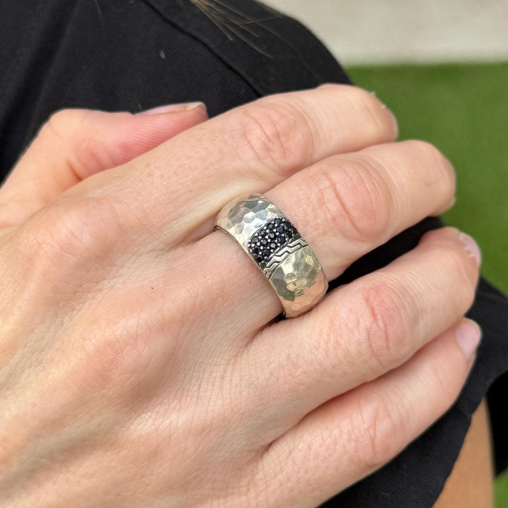 John Hardy Hammered Sterling Silver Spinel Band Ring