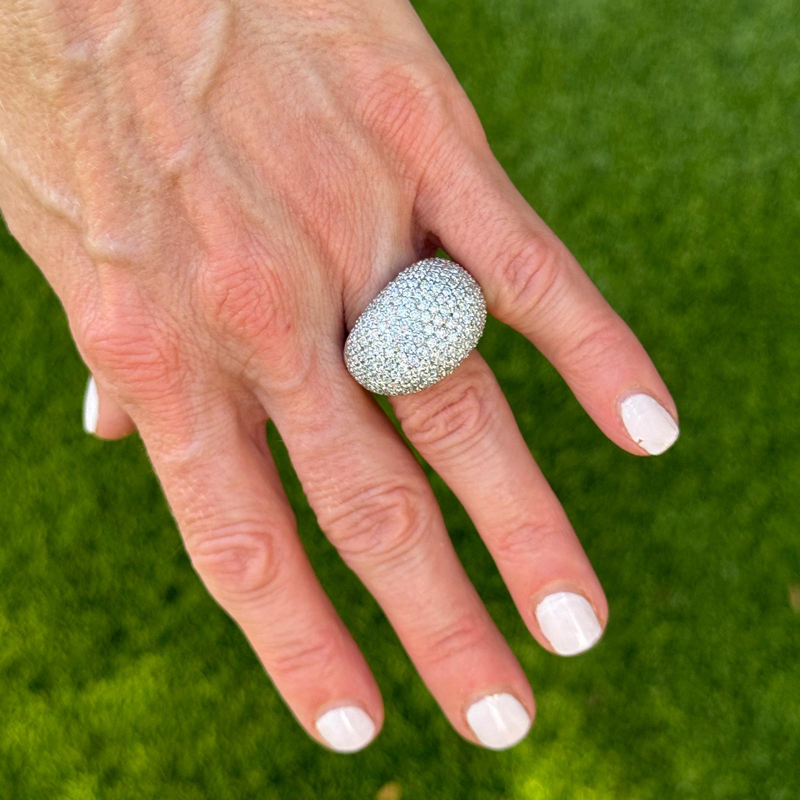 5 CTW Pavé Diamond 14 Karat White Gold Bombé Ring.