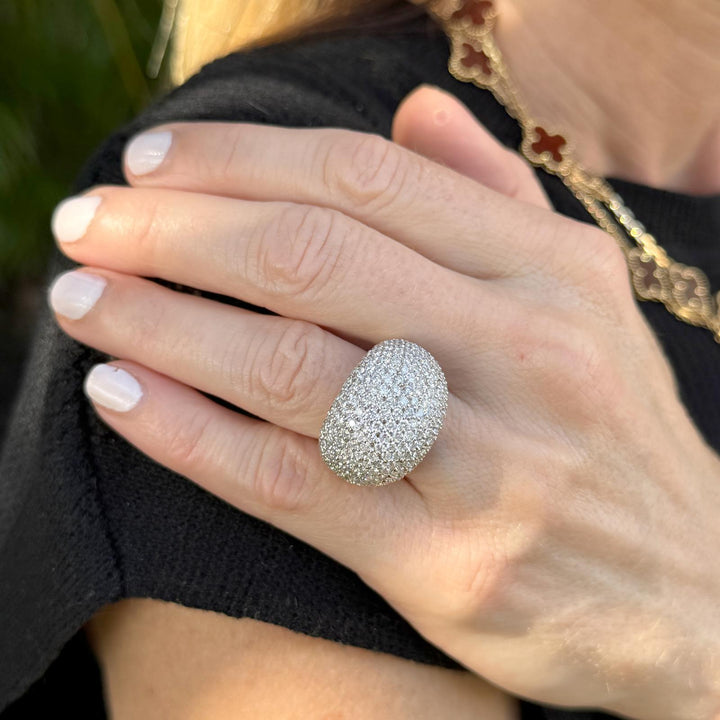 5 CTW Pavé Diamond 14 Karat White Gold Bombé Ring.