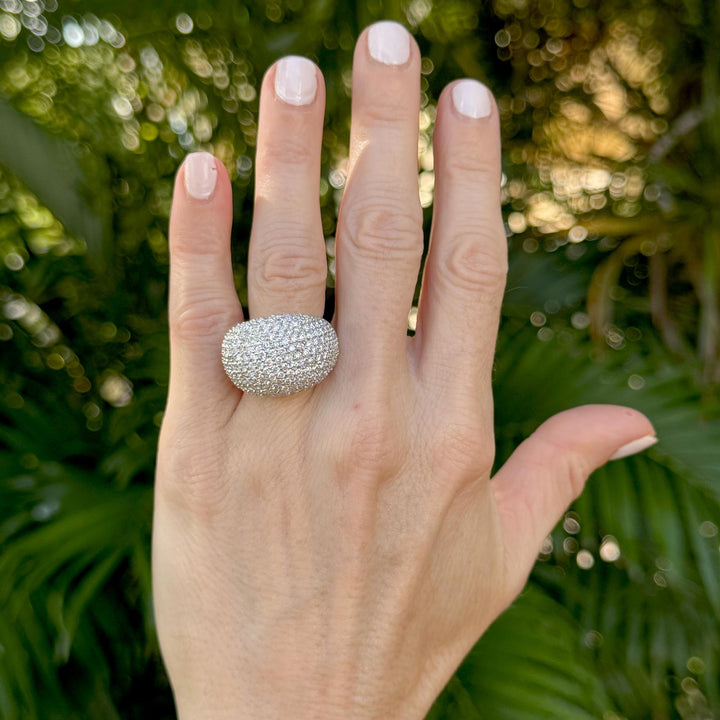5 CTW Pavé Diamond 14 Karat White Gold Bombé Ring.