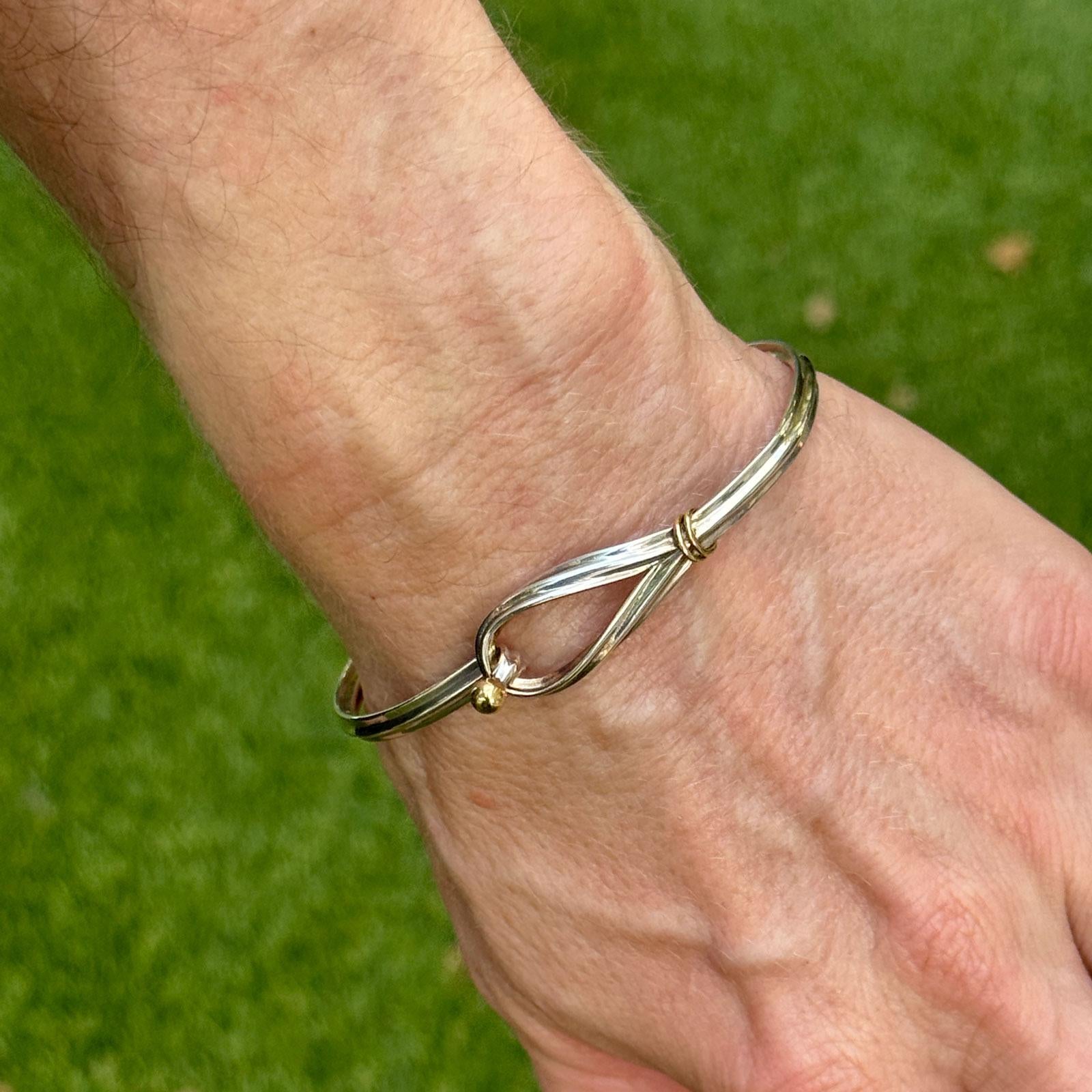Tiffany & Co 18KYG SS Hook & Eye Vintage Bangle Bracelet