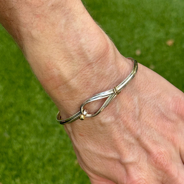Tiffany & Co 18KYG SS Hook & Eye Vintage Bangle Bracelet