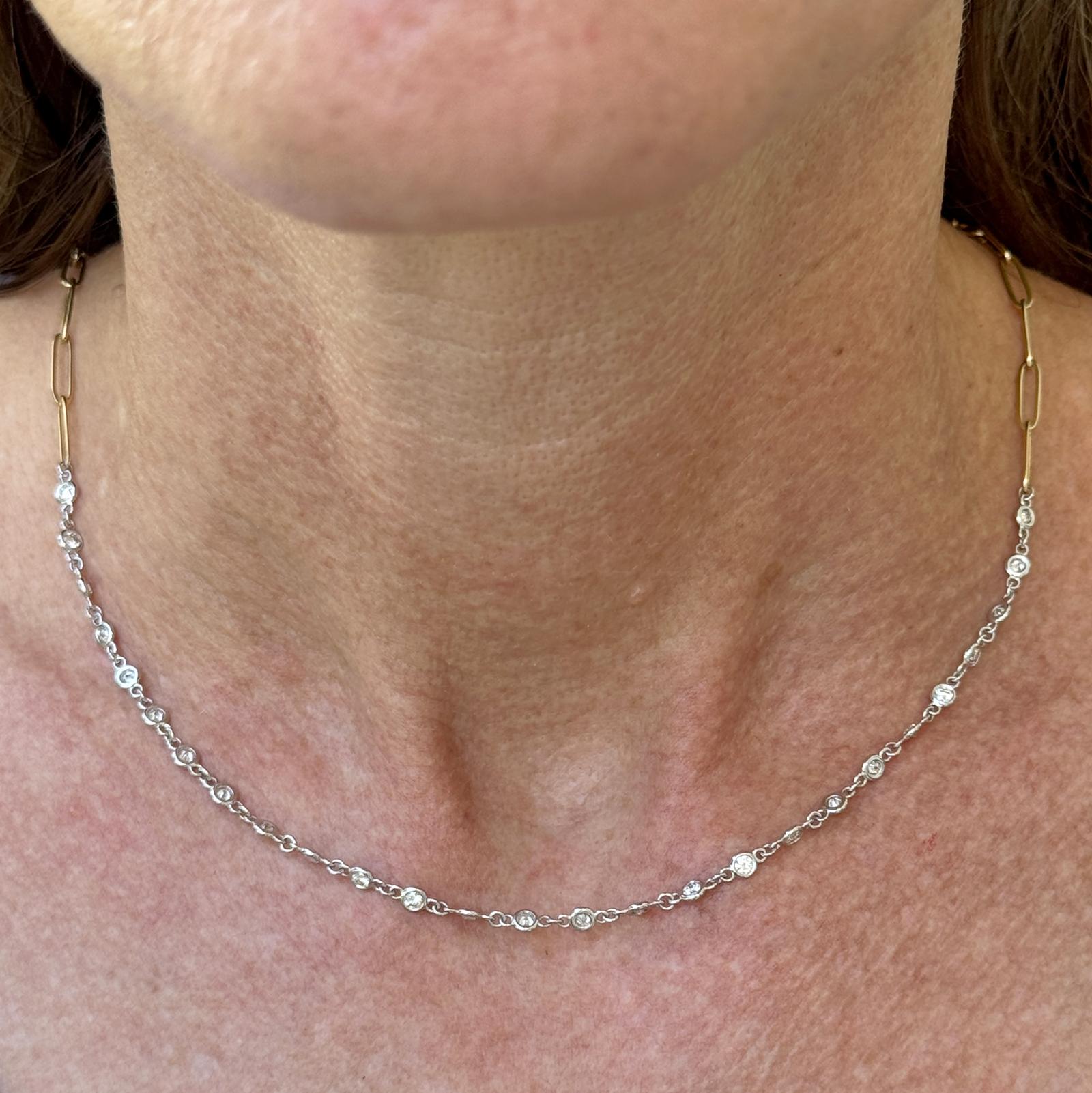 Diamond Necklace DIamond By Yard in Front Paperclip chain in back