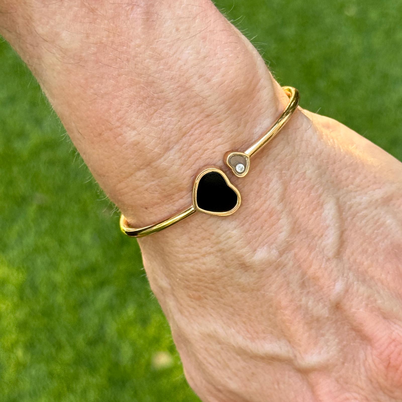 charming Heart bangle Black パメオポーズ Chopard Rose Gold Happy Hearts Diamond & Black Onyx Flexible