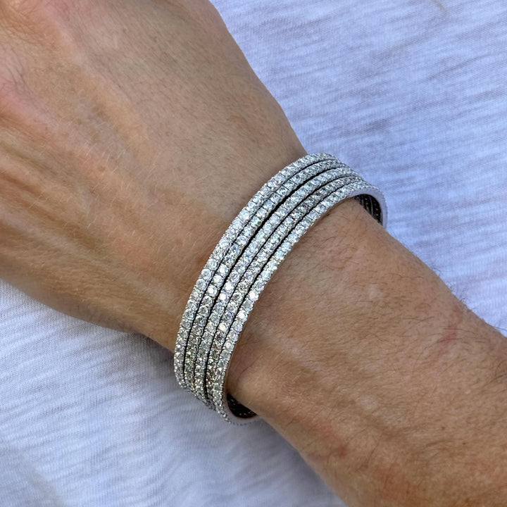 15 CTW Brilliant Diamond 14 Karat White Gold Eternity Bangle Bracelets Set of 5