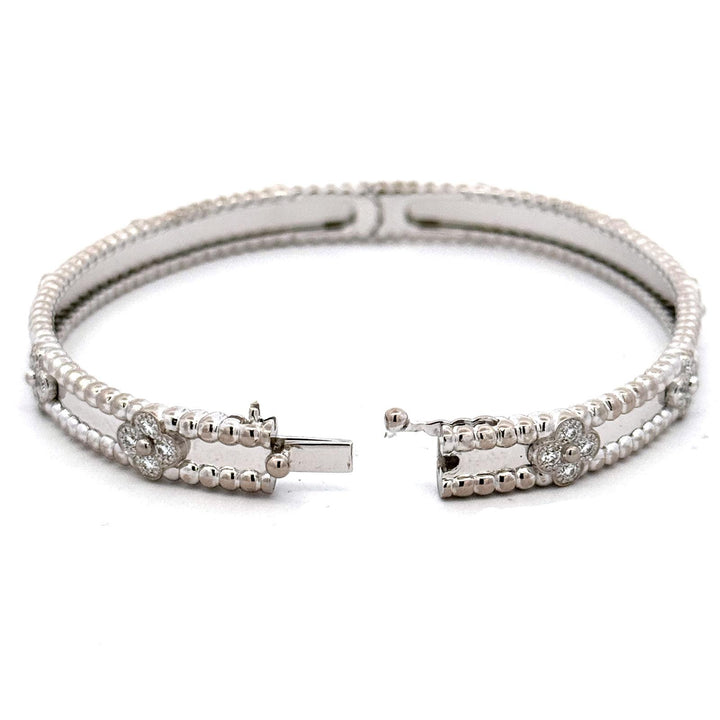 Van Cleef & Arpels Perlée Sweet Clovers Diamond 18K White Gold Bangle Bracelet