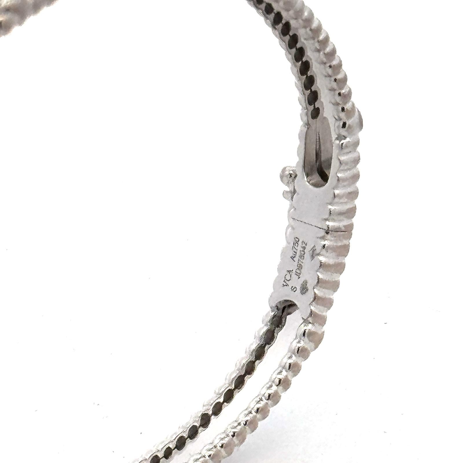 Van Cleef & Arpels Perlée Sweet Clovers Diamond 18K White Gold Bangle Bracelet