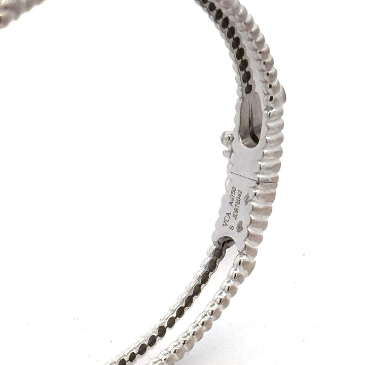 Van Cleef & Arpels Perlée Sweet Clovers Diamond 18K White Gold Bangle Bracelet