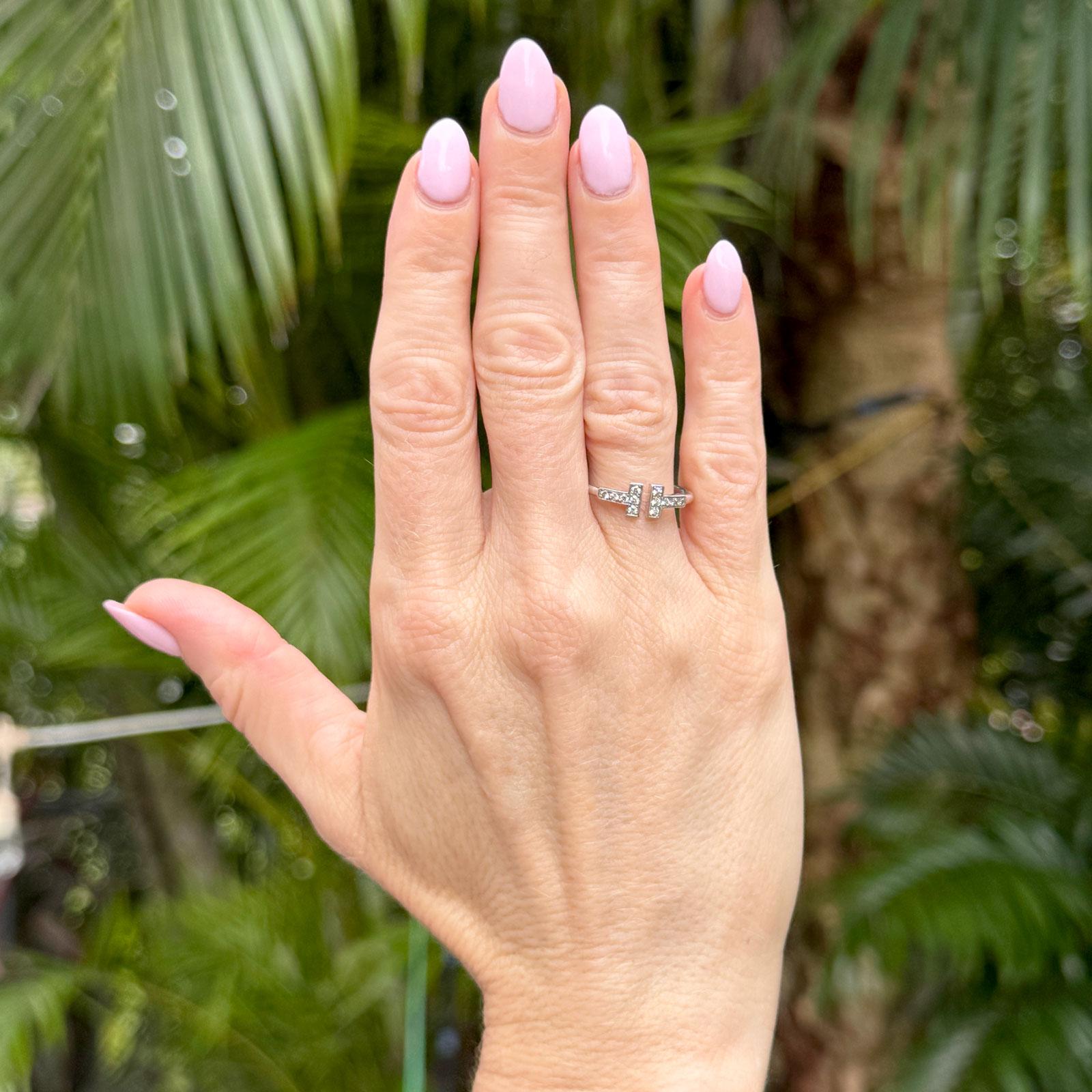 Tiffany & Company T Diamond Wire Ring 18 Karat White Gold