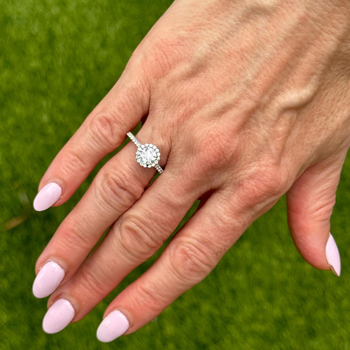 Diamond Halo 14 Karat White Gold Engagement Ring