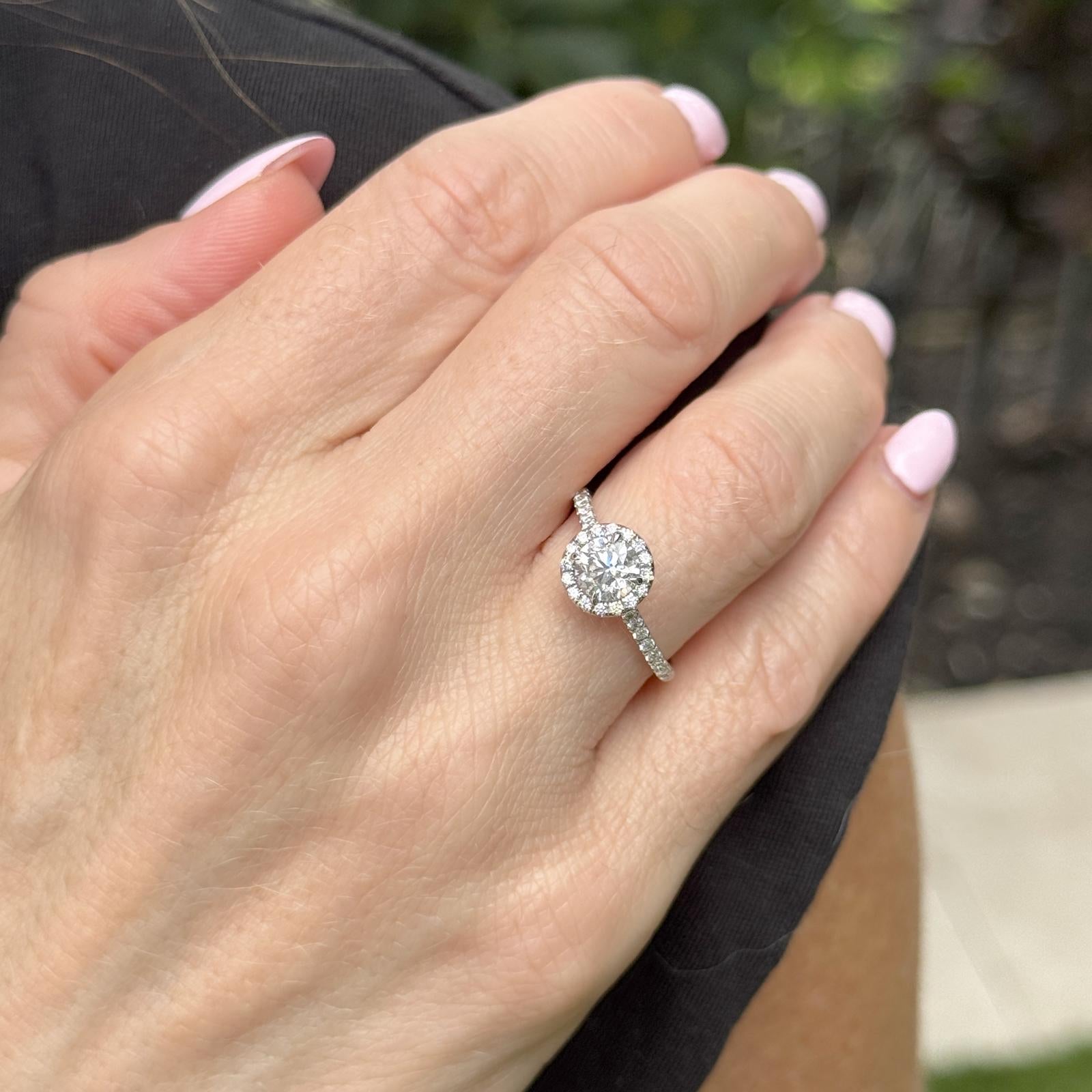 Diamond Halo 14 Karat White Gold Engagement Ring