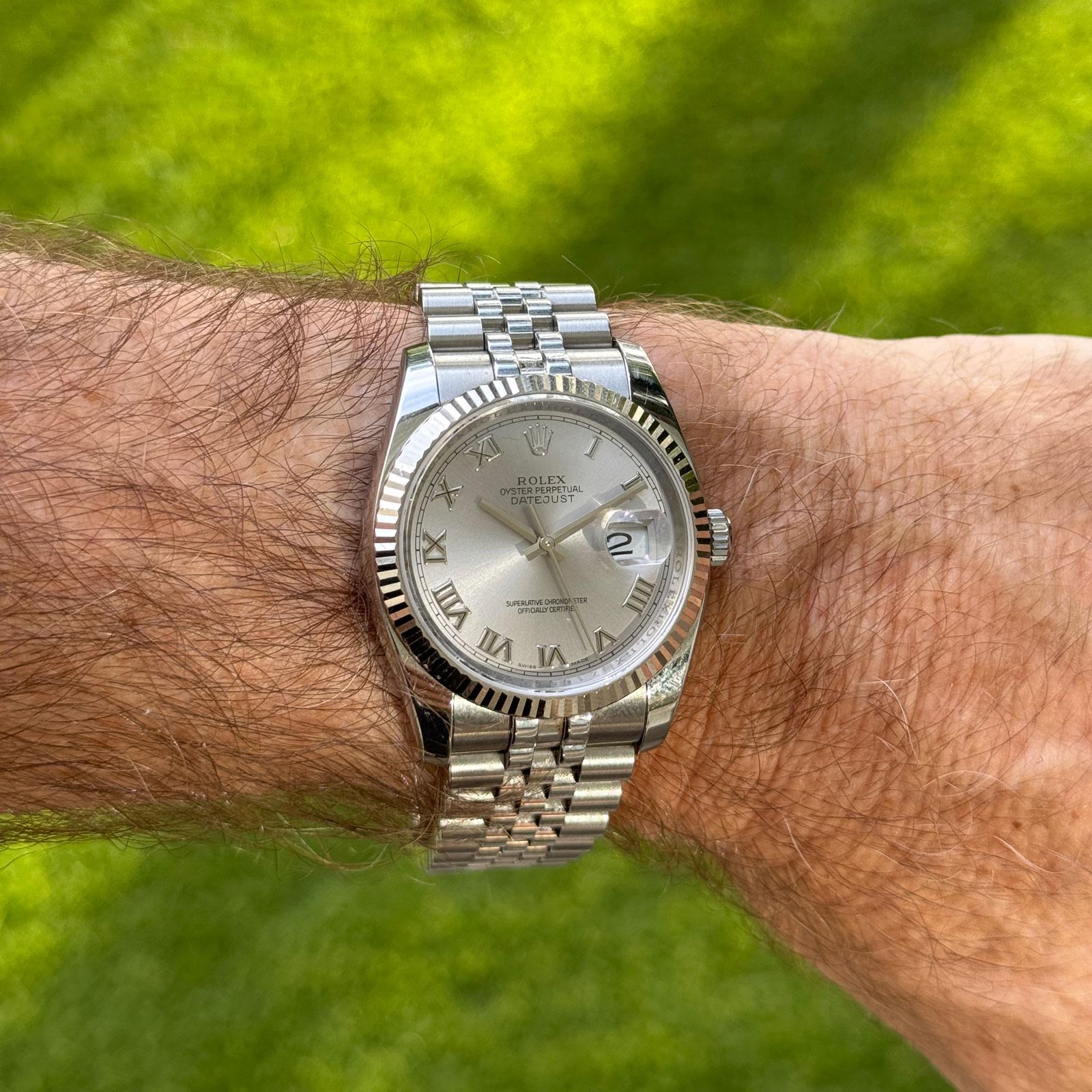 Rolex Datejust 36mm 116234 Rhodium Roman Dial Jubilee Bracelet Circa 2007