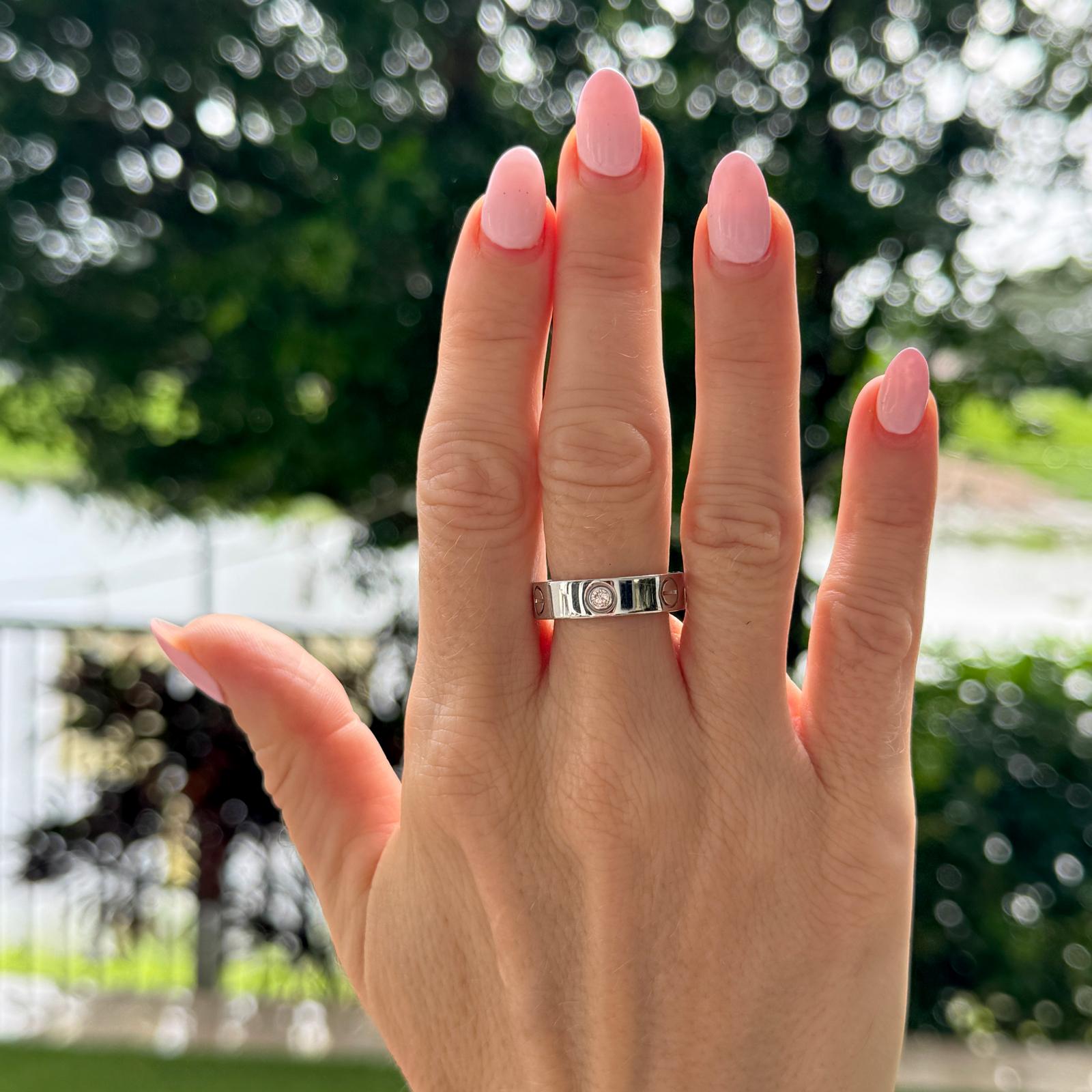 Cartier LOVE 3 Diamond 18KWG Classic Model Band Ring Size 56 (US 7.5) B&P's
