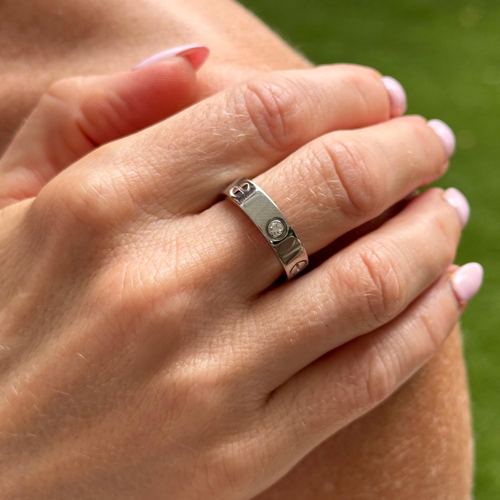 Cartier LOVE 3 Diamond 18KWG Classic Model Band Ring Size 56 (US 7.5) B&P's