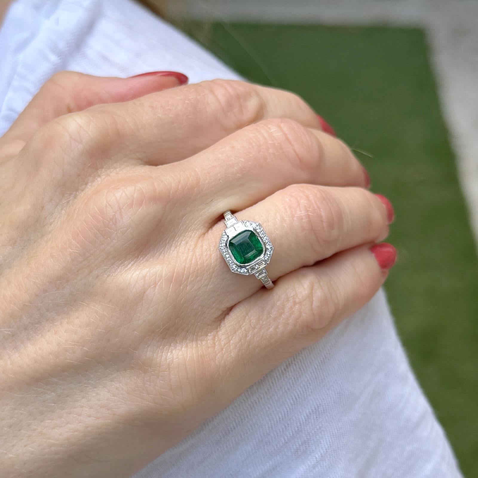 Emerald Diamond Platinum Cocktail Ring New
