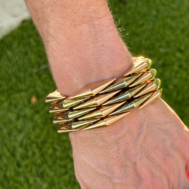 1950's Retro 14 Karat Yellow & Rose Gold Wide Link Estate Bracelet