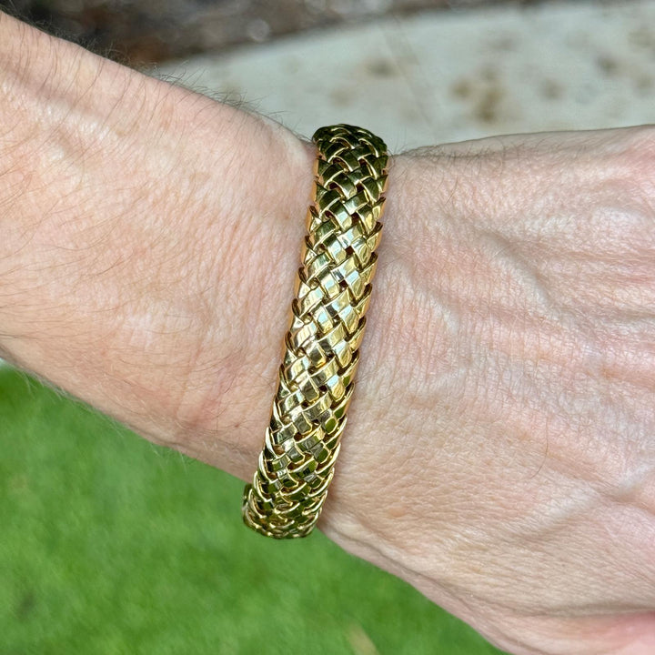 1995 Tiffany & Co. Vannerie 18 Karat Yellow Gold Basekt Weave Bracelet