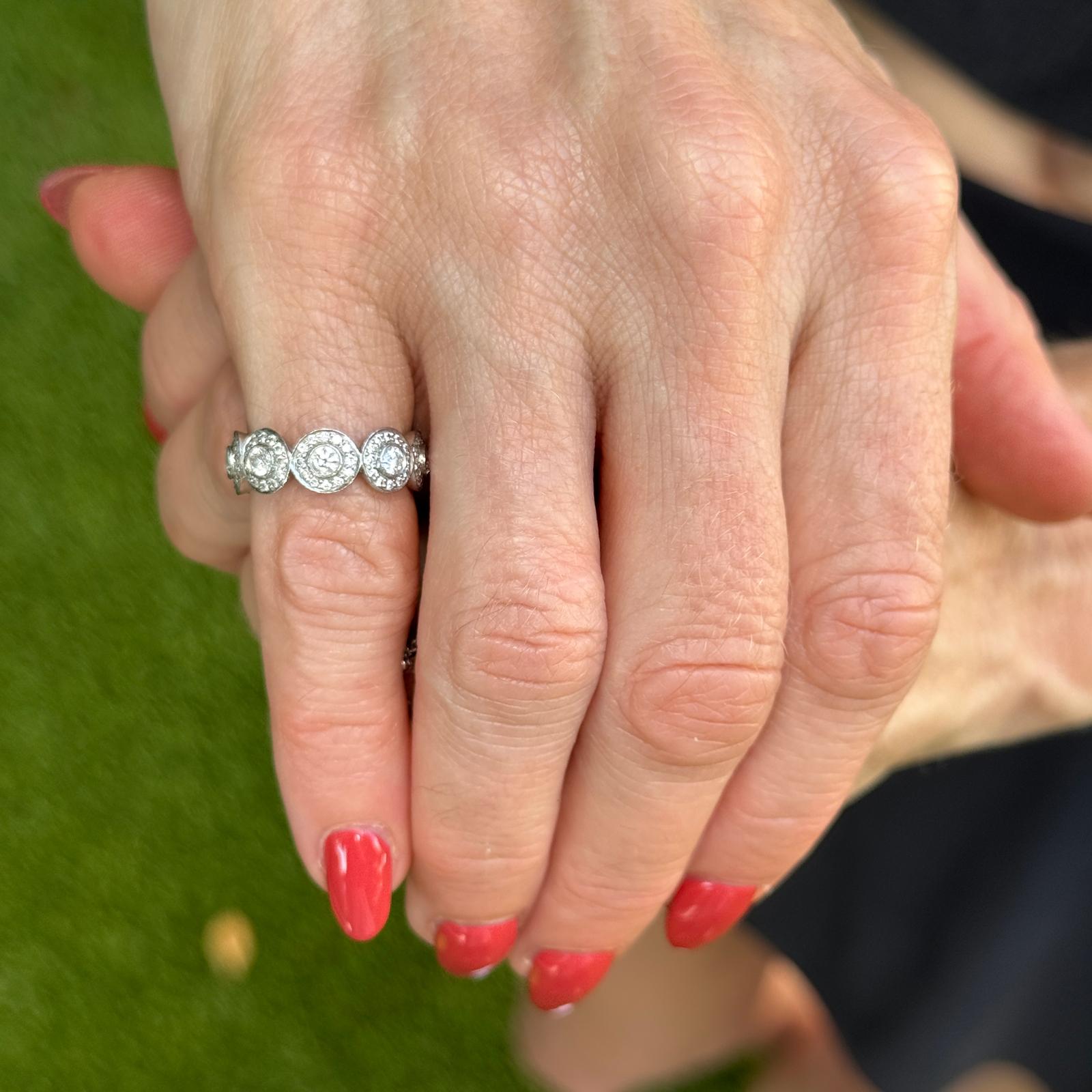 Tiffany & Co. Diamond Halo Platinum Eternity Band Ring Size 4