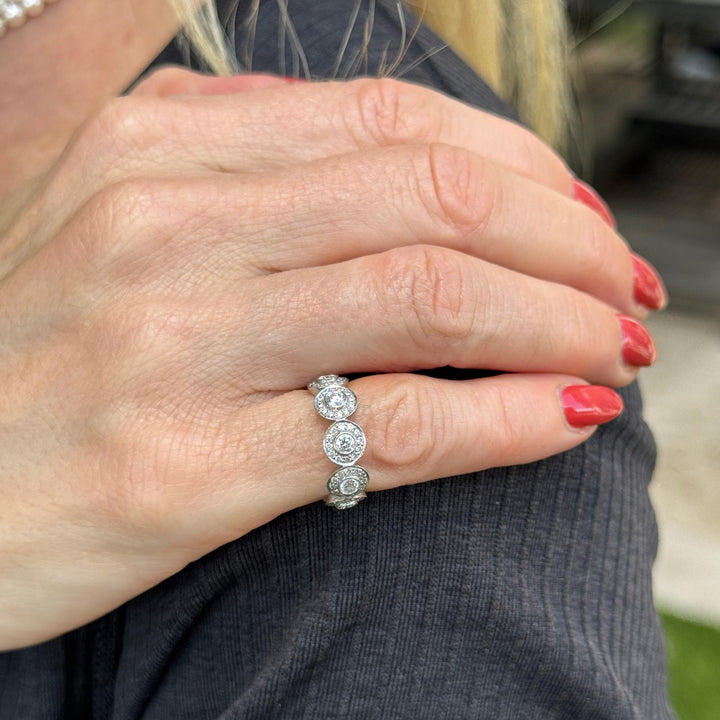 Tiffany & Co. Diamond Halo Platinum Eternity Band Ring Size 4